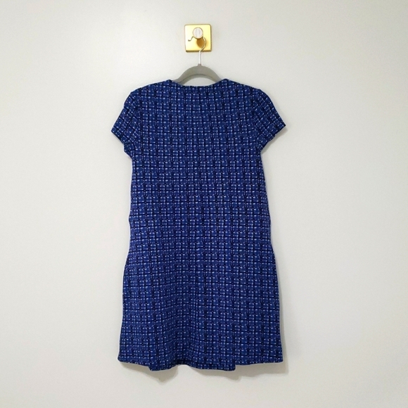 J. McLaughlin Mini Dress Blue Patterned  XS Pockets Neutral Casual Academia - Picture 6 of 14